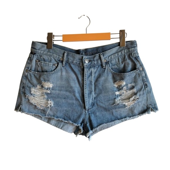 CoH Chloe Frayed Hem Jean Shorts Size 30 Blue Denim 100% Cotton Distressed - Picture 2 of 12